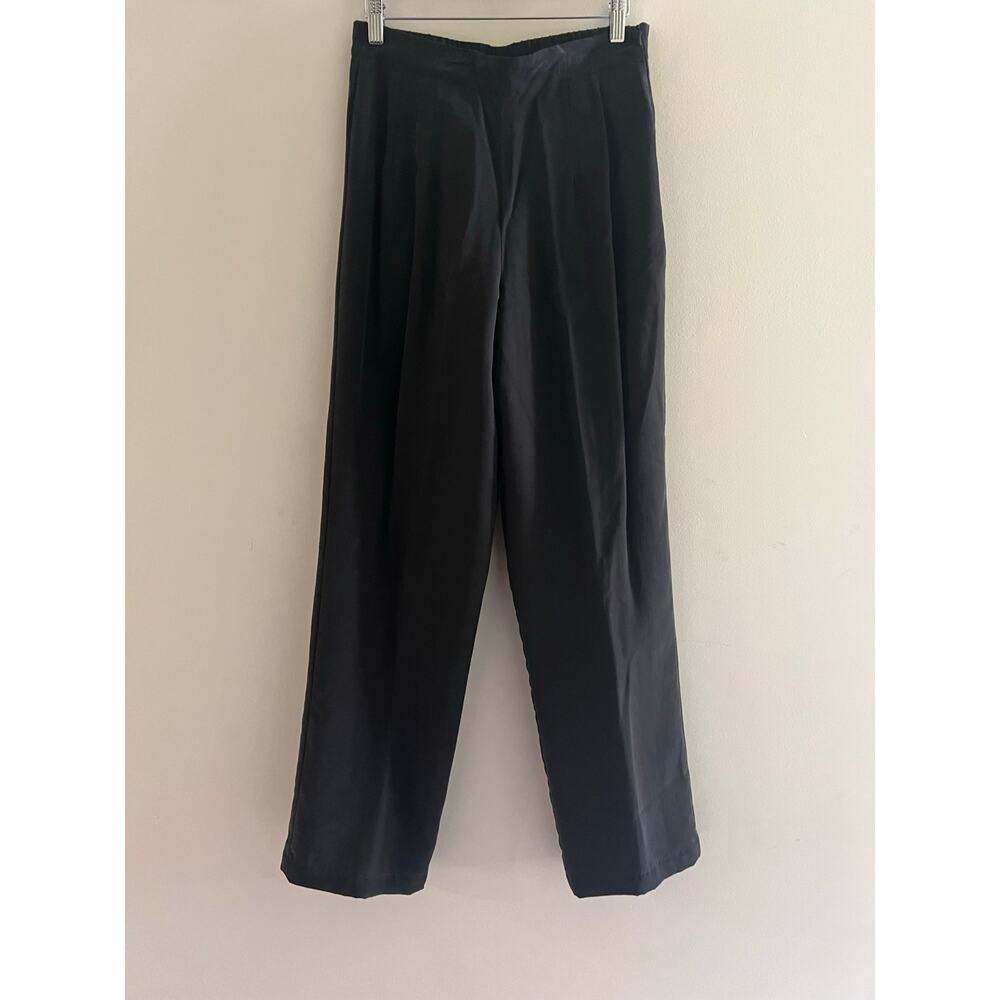 GALA 100% Silk Pants High Rise Wide Leg Evening Wear Black Side Zip Size Small